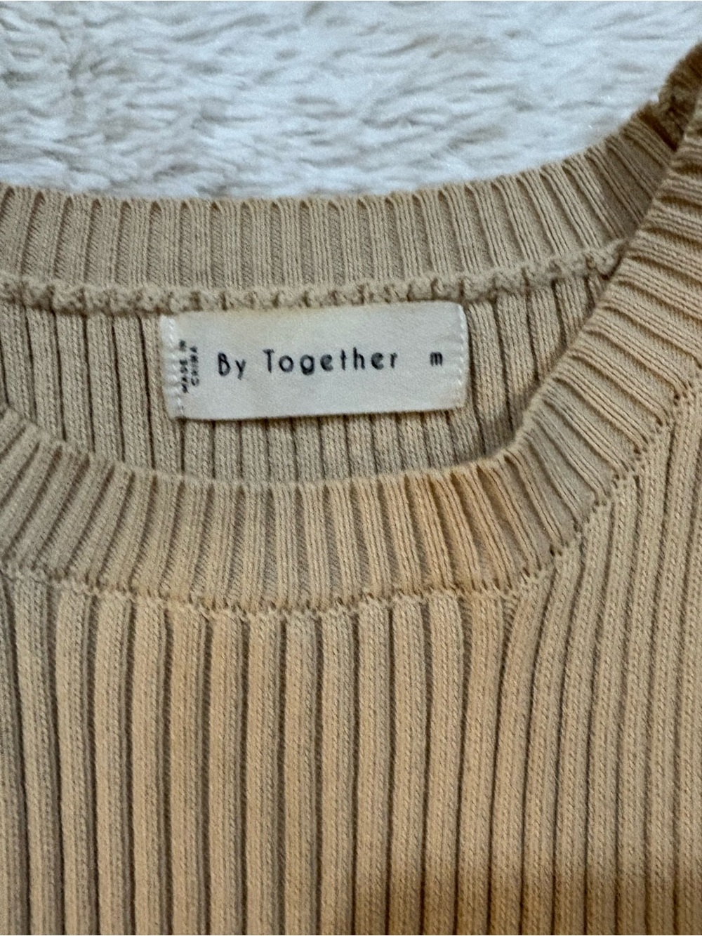 Together Ribbed Tan Knit Racerback Tank - M - Picture 2 of 4